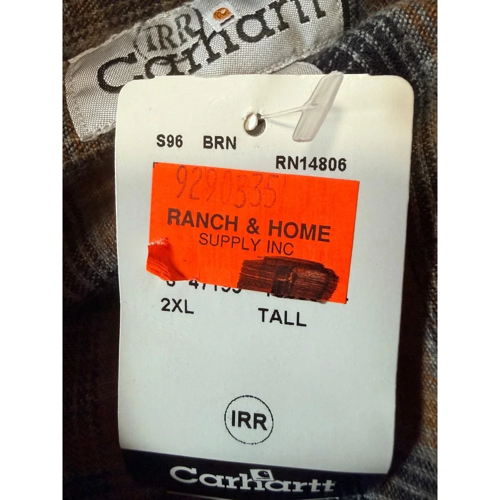 Carhartt S96BRN - Men's Shirt Jacket - Flannel Lined Canvas - 2XL Tall - NWT IRR